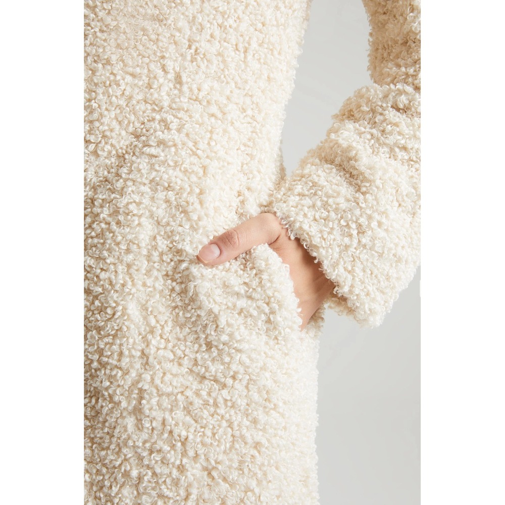 Oh Polly Cream Teddy Borg Faux Fur Longline Maxi Coat XS Ivory NWT - Picture 5 of 12